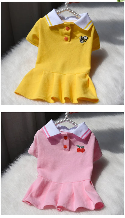 2021 Spring Summer Dresses for Small Dogs Puppy Clothes Cute Polo Student Cat Skirt Dress Princess Dog Clothing vestido perro