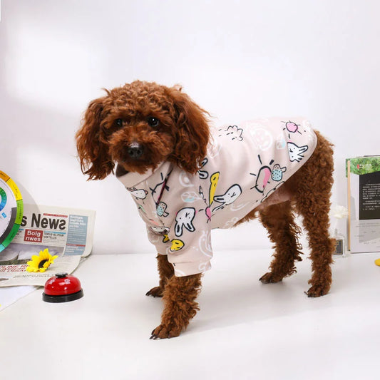 2025 New Pet Cartoon Print Fleece-lined Pet Hoodie Coat for Chihuahua Puppy Cat Winter Warm Dogs Sweatshirt Vest for Small  Dog